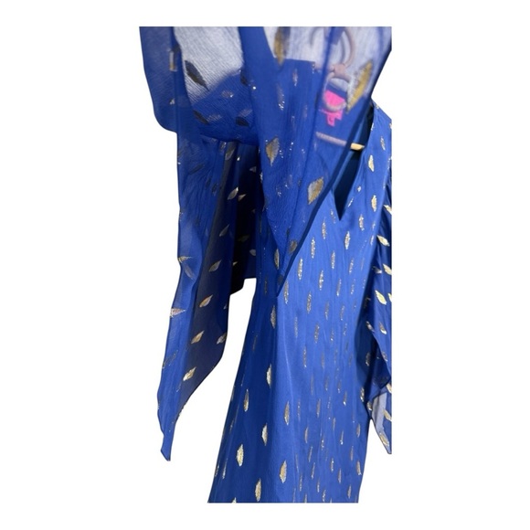 Lilly Pulitzer Shalynn Silk Caftan 
Navy Gold semi-sheer scarf sleeves Size 2 - Picture 9 of 14